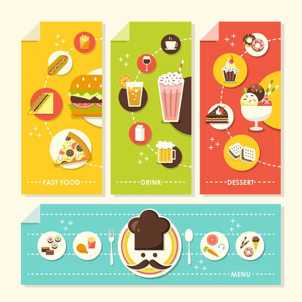 Konsep desain datar ilustrasi untuk makanan dan minuman - Stok Vektor