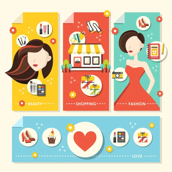 Illustration de concept de design plat pour la beauté et le shopping — Image vectorielle