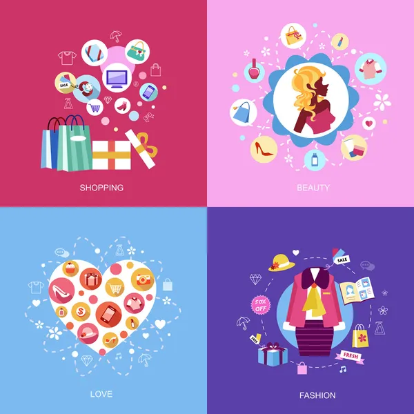 Set di icone del concetto di design piatto — Vettoriale Stock