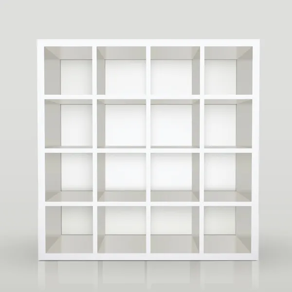 Empty shelves, blank bookcase library — Stock Vector
