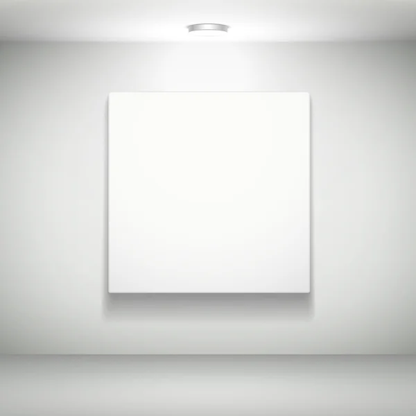 Cuadro blanco en blanco en la pared blanca — Vector de stock