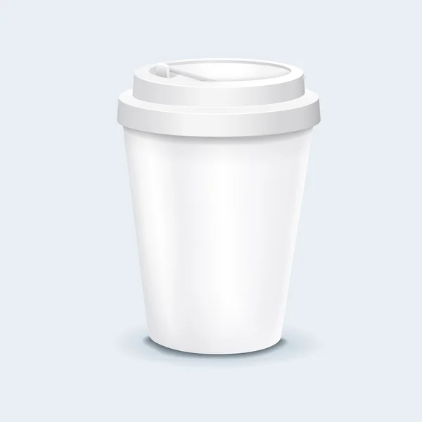 Tasse en papier jetable blanc avec couvercle — Image vectorielle