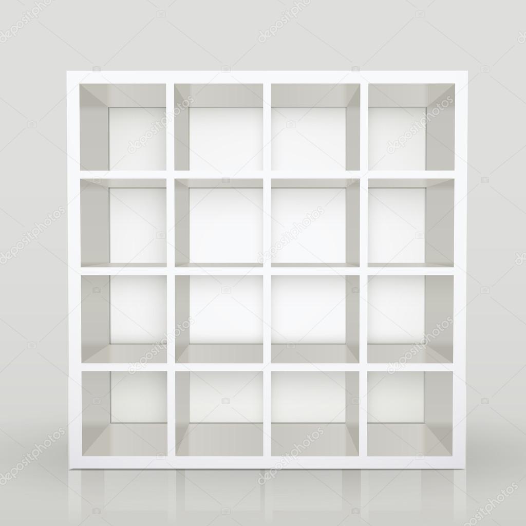 empty shelves, blank bookcase library