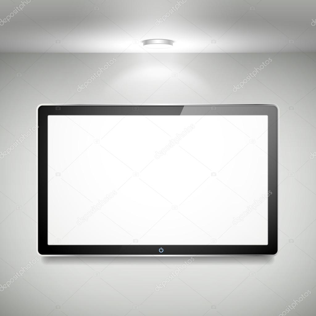 vector blank LCD TV hanging on the wall