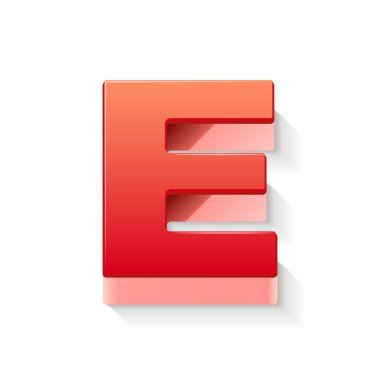 3D kırmızı harf e