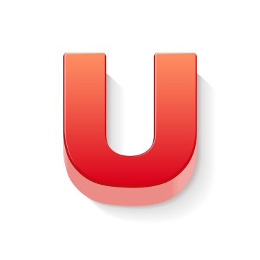 3D kırmızı harf u