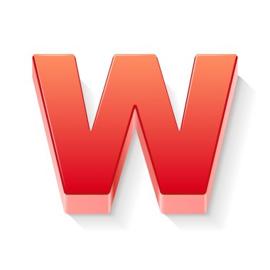 3D kırmızı harf w