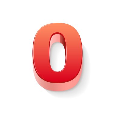 3D parlak kırmızı numarası 0