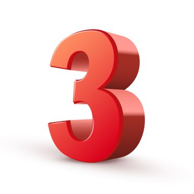 3D parlak kırmızı sayı 3
