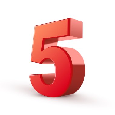 3D parlak kırmızı sayı 5