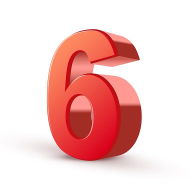 3d shiny red number 6 clipart
