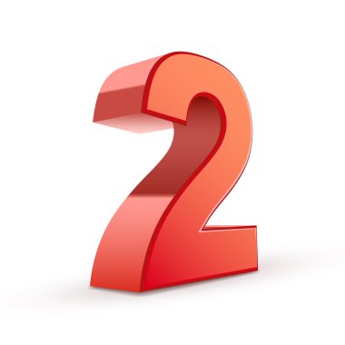3D parlak kırmızı sayı 2