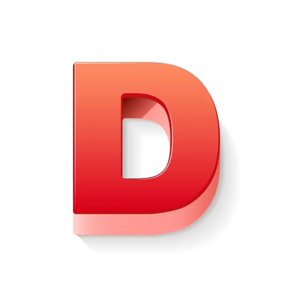 3D-s piros betű d — Stock Vector