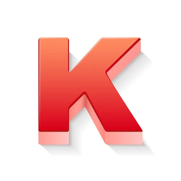 3d red letter K — Stock Vector