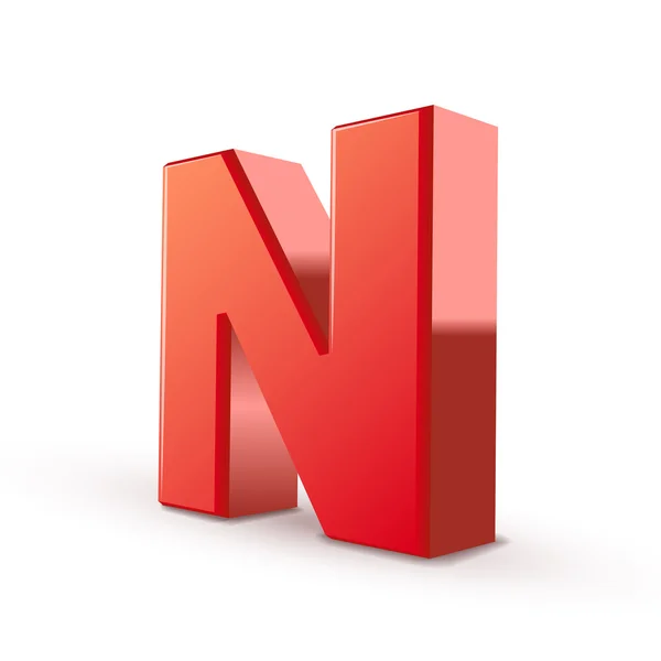 3d red letter N — Stock Vector