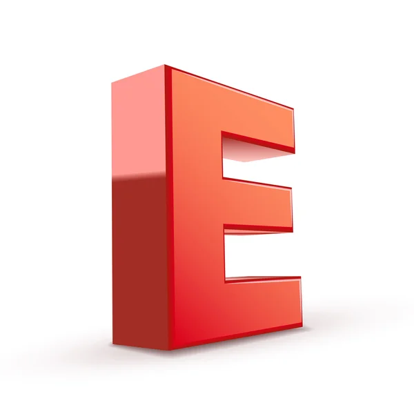 3D červené písmeno e — Stockový vektor