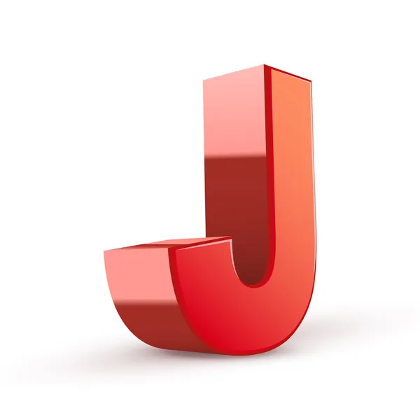 3D kırmızı harf j — Stok Vektör