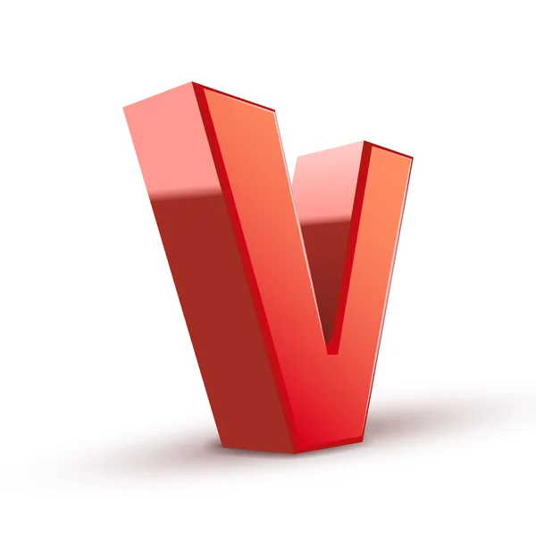 3D-s piros betű V — Stock Vector