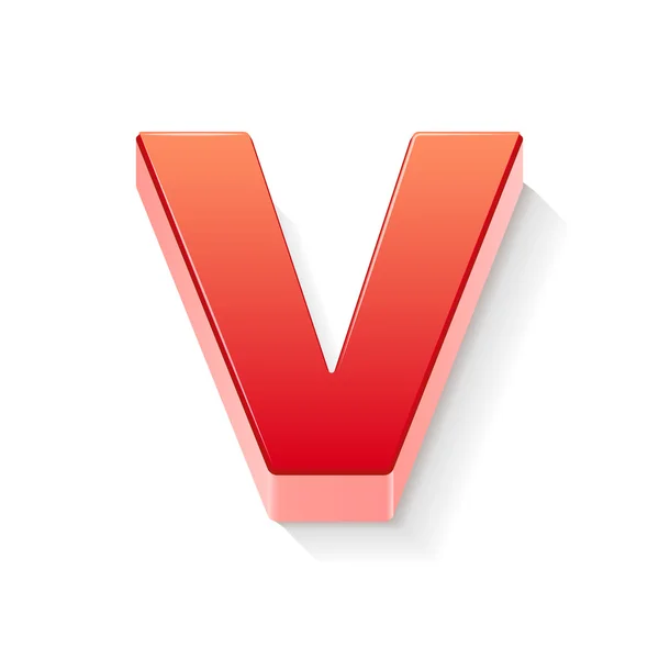 3D kırmızı harf V — Stok Vektör