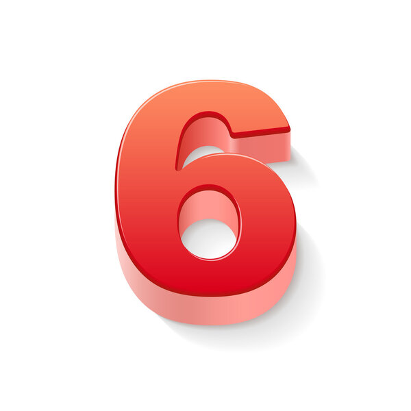 3d блестящий красный номер 6
