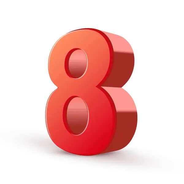3D λαμπερό κόκκινο αριθμό 8 — Διανυσματικό Αρχείο
