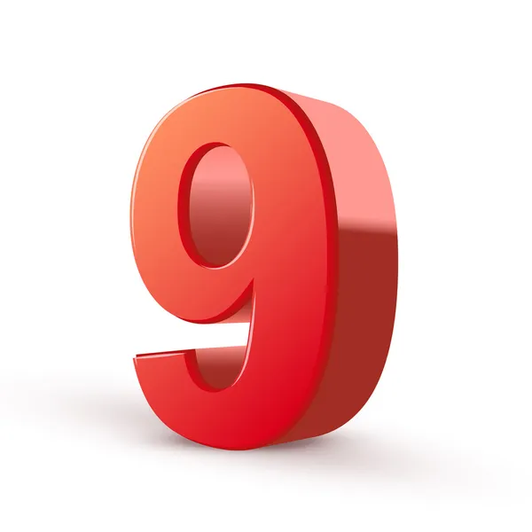 3d shiny red number 9 — Stock Vector