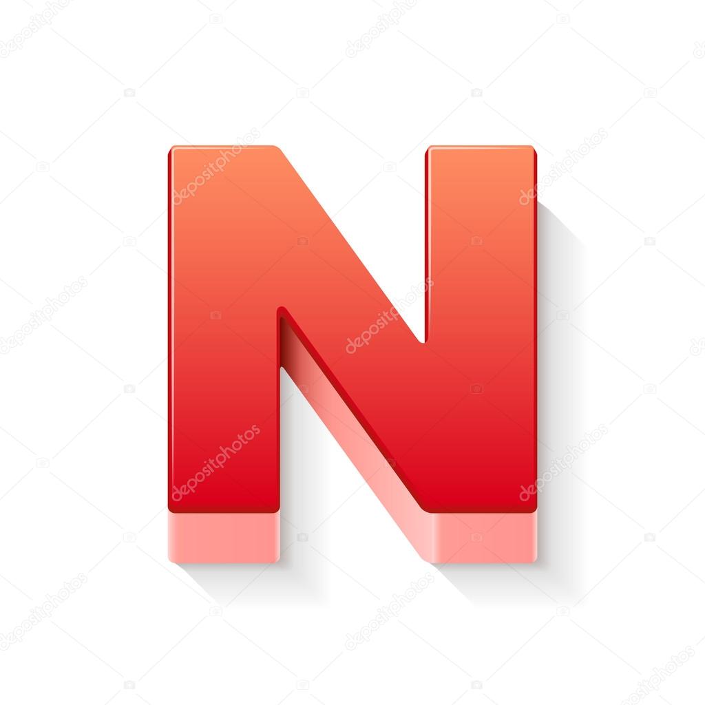 3d red letter N