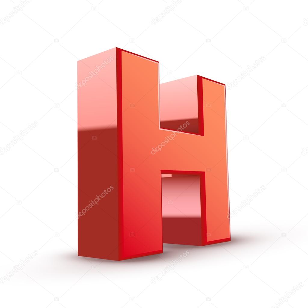 3d red letter H