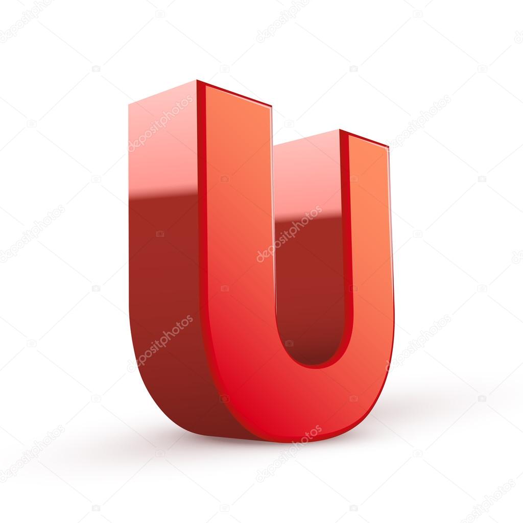 3d red letter U