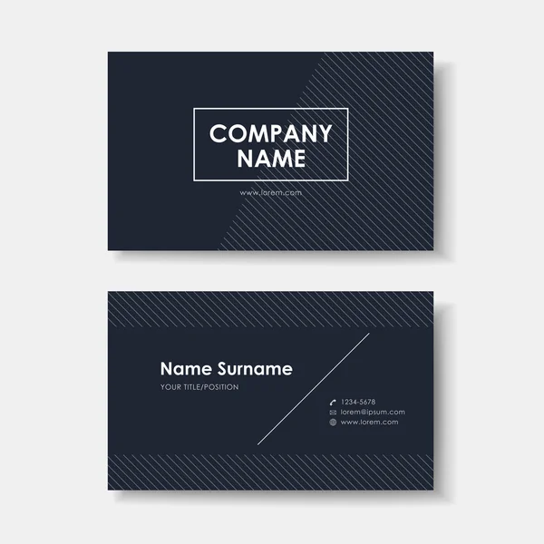 Vector business card design of black minimalistic — Stock Vector