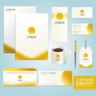 iş kurumsal kimlik şablonu ile sarı daire