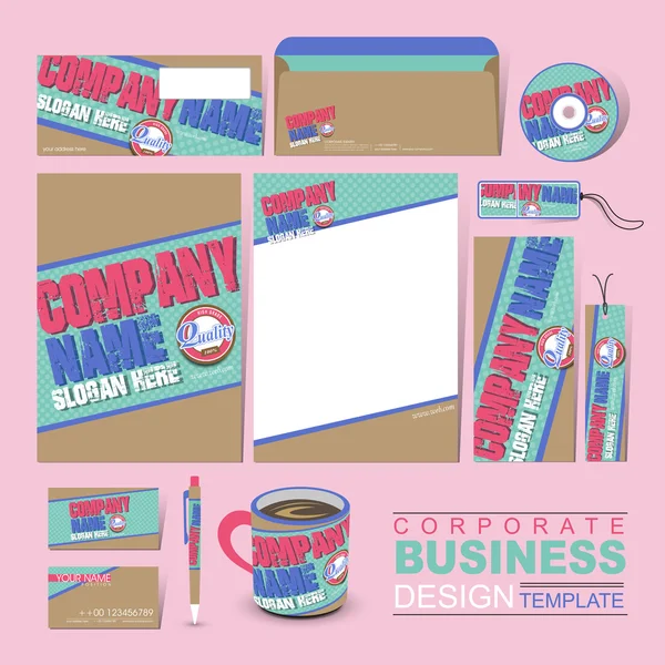 Business corporate identity template with retro style — Stock Vector