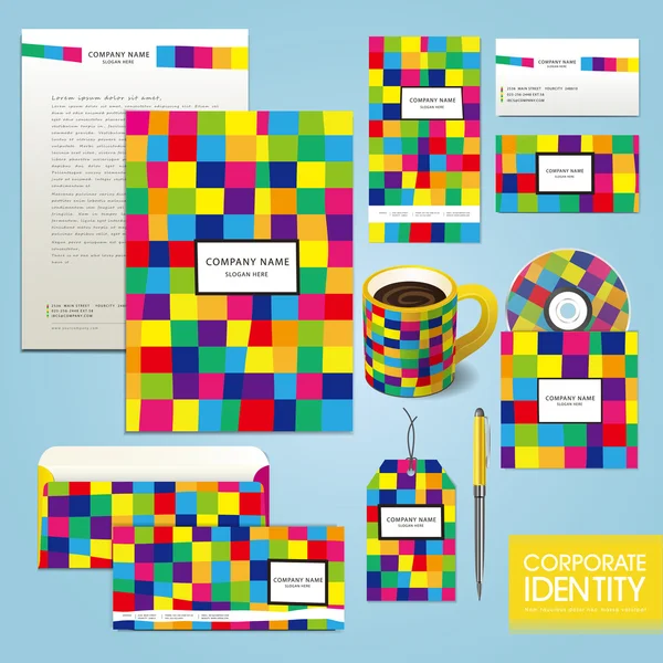 Modello di business corporate identity con colore e bac astratto — Vettoriale Stock