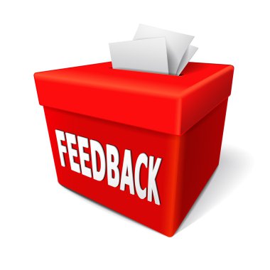 feedback box words on the red box clipart