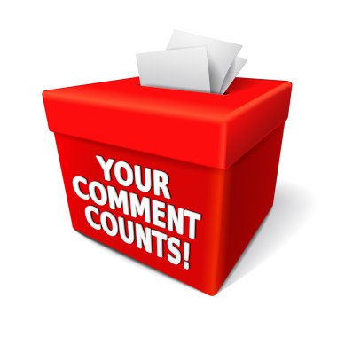 your comment counts words on the red box clipart