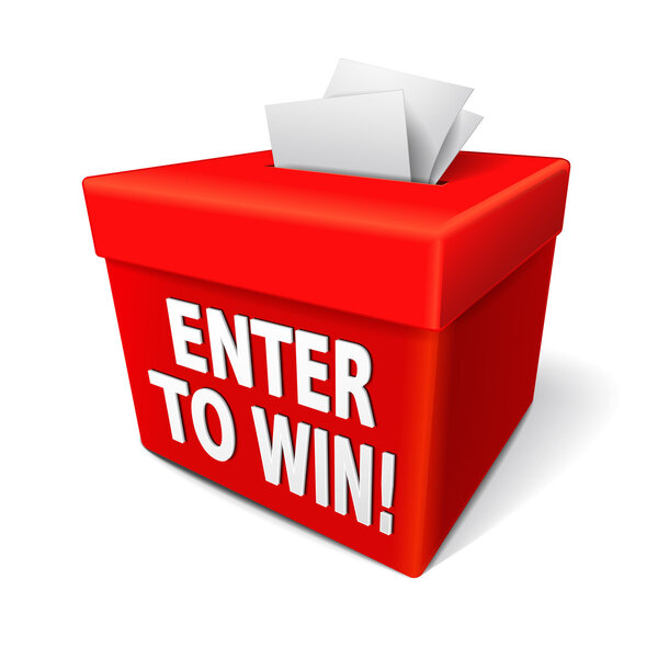 enter to win words on a red box 