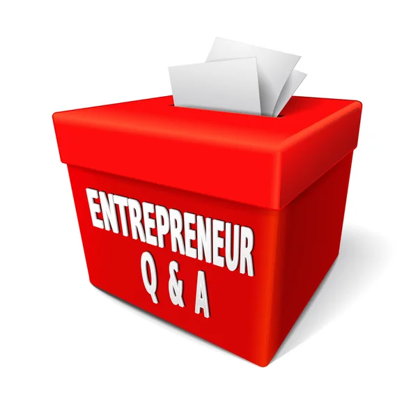Imprenditore q e una parola sulla scatola rossa — Vettoriale Stock