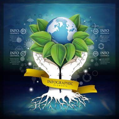 abstract ecology template with earth and hands  clipart