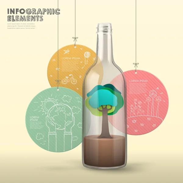 3d infographic with tree in a bottle — Stock Vector