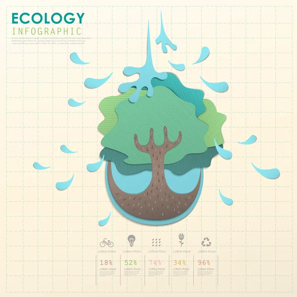 Summer ecology concept flat design with tree element — Stock Vector