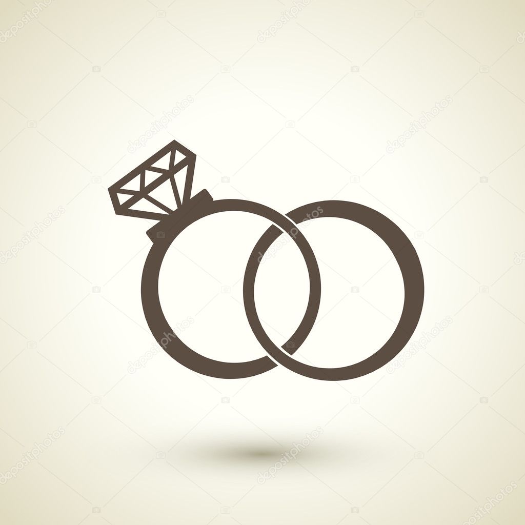 retro style  wedding rings icon