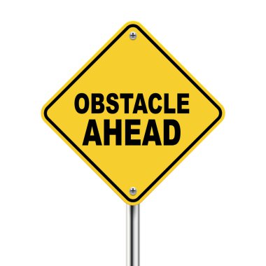3d yellow roadsign of obstacle ahead clipart