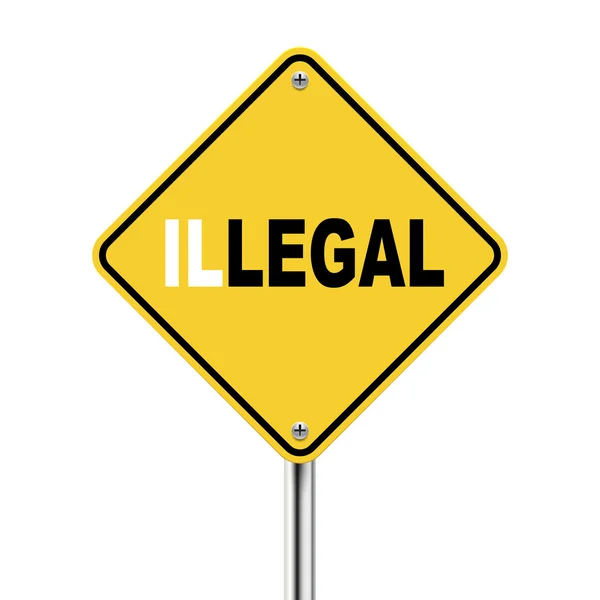 3d illustration of yellow roadsign of legal illegal — Stock Vector