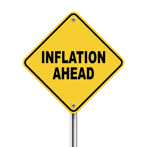 Illustration 3d du panneau de signalisation jaune de l'inflation à venir — Image vectorielle