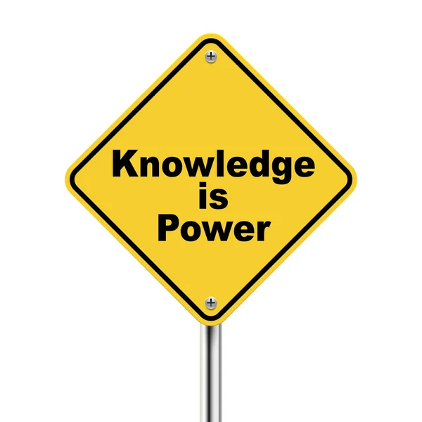 3d yellow roadsign of knowledge is power — Stock Vector