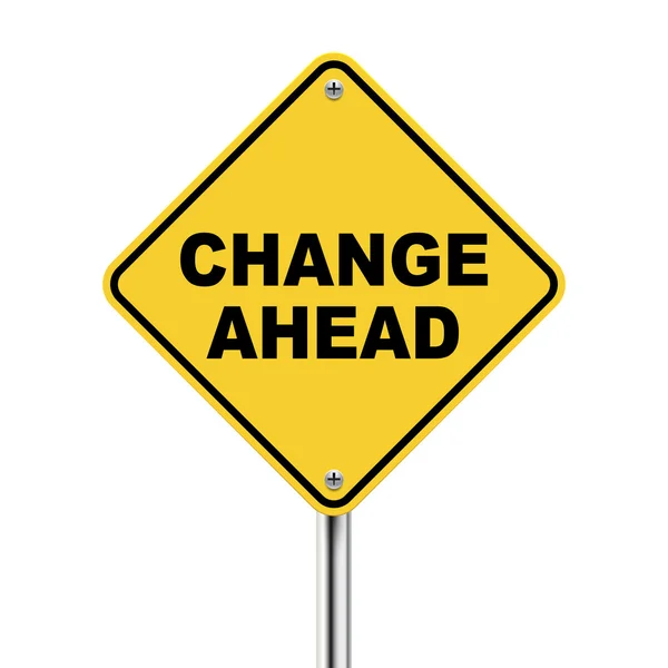 3d illustration of yellow roadsign of change ahead — Stock Vector
