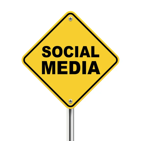 3d illustration of yellow roadsign of social media — Stock Vector