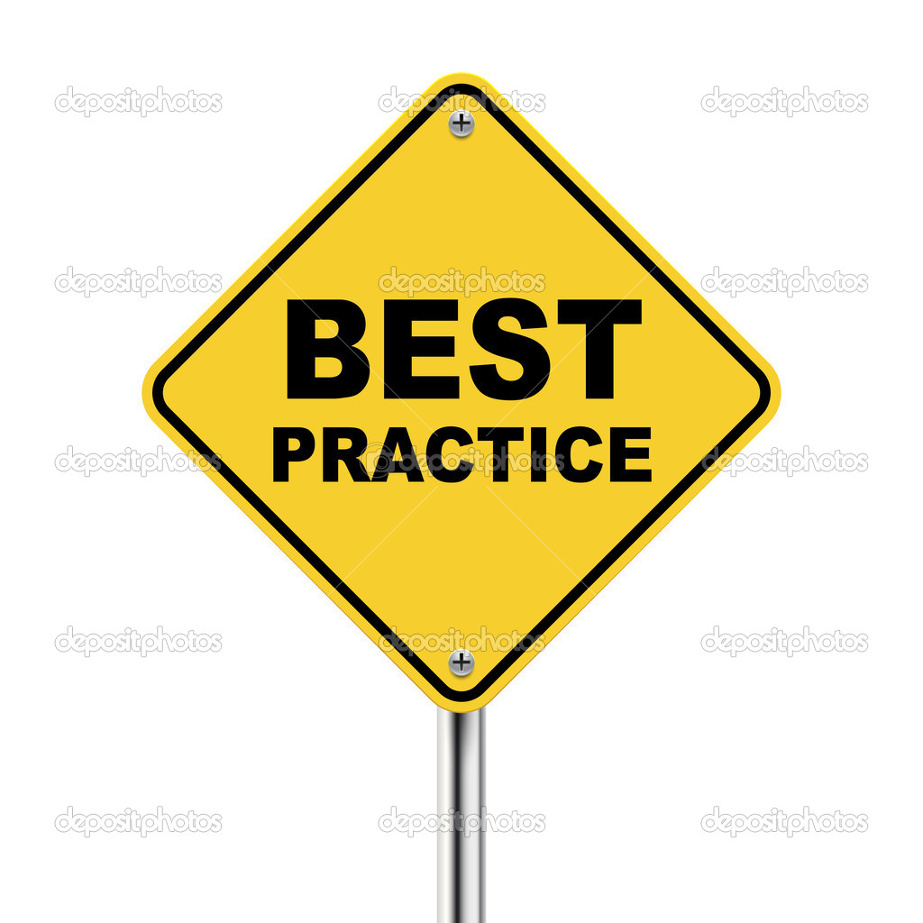 3d illustration of yellow roadsign of best practice