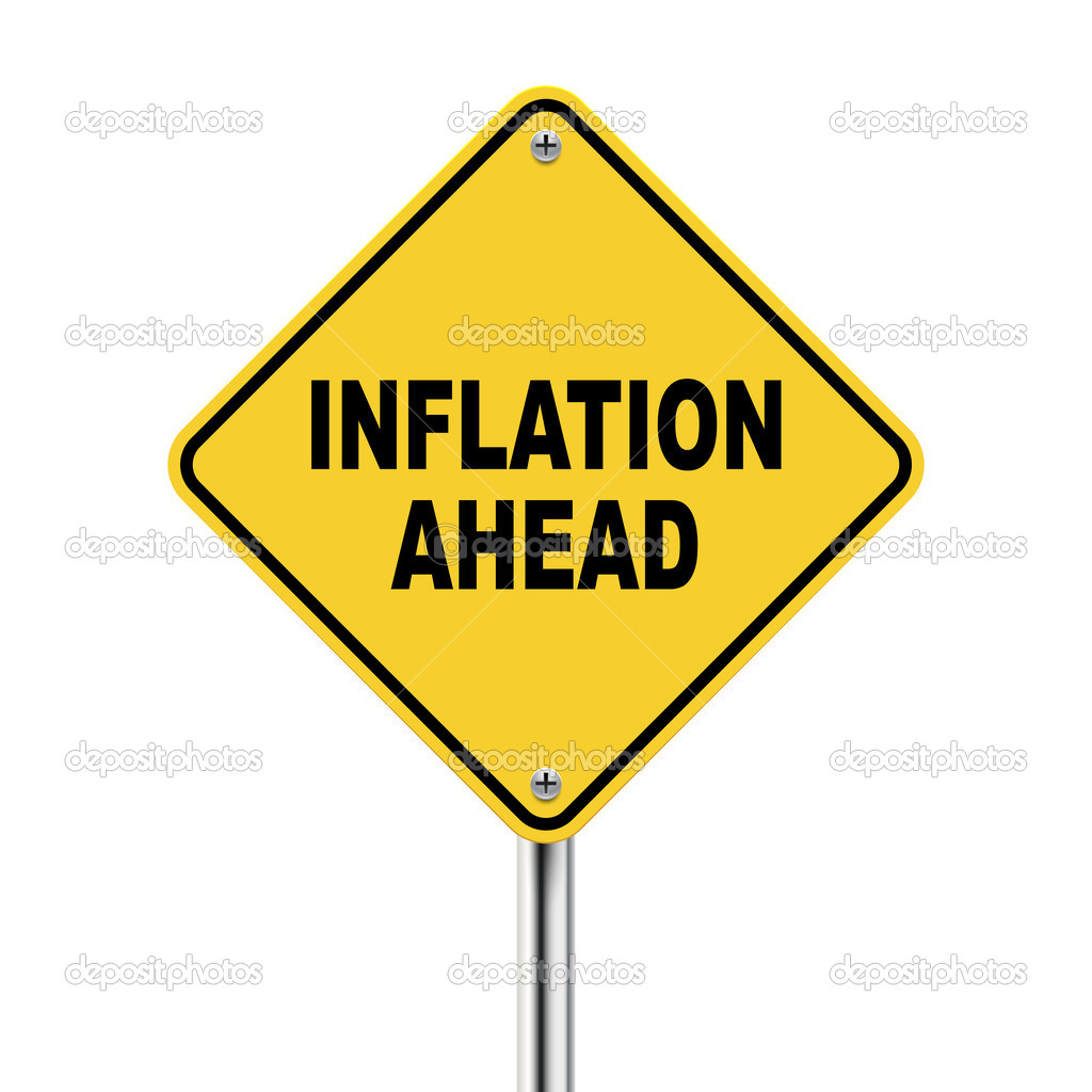 3d illustration of yellow roadsign of inflation ahead