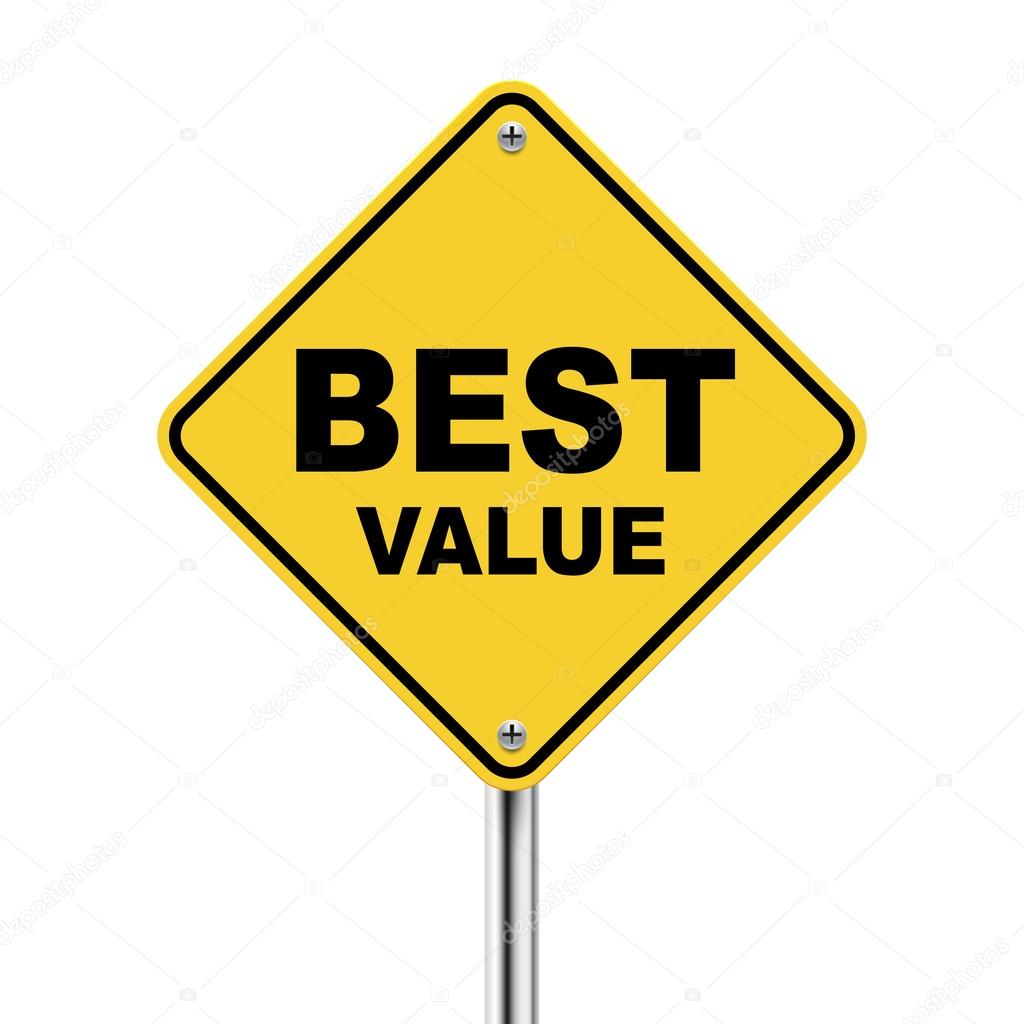 3d illustration of yellow roadsign of best value